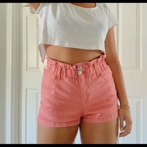Salmon paperbag shorts